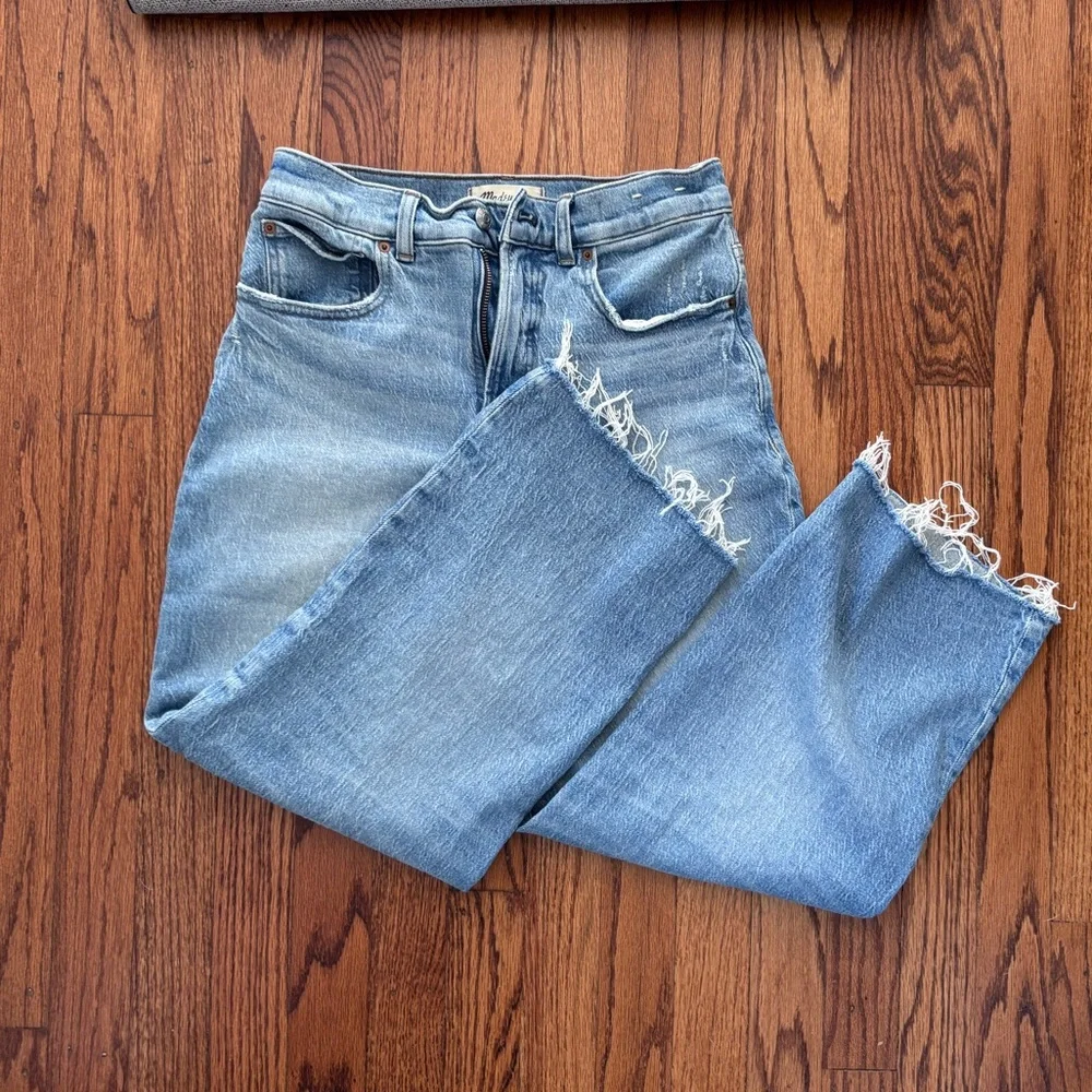 Madewell the perfect vintage wide leg cropped jeans 27P pants frayed hem - Picture 1 of 6